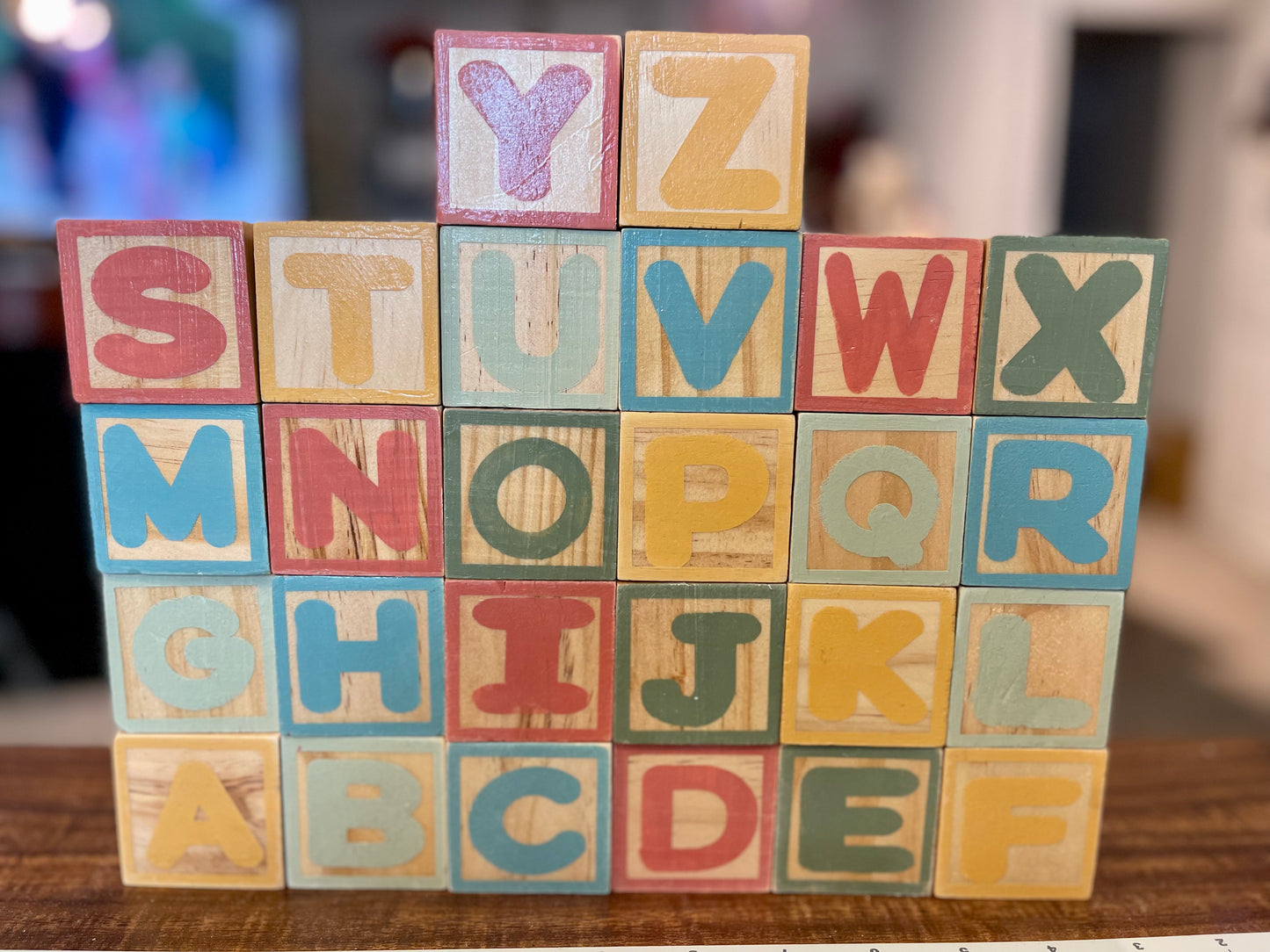 Wood alphabet blocks