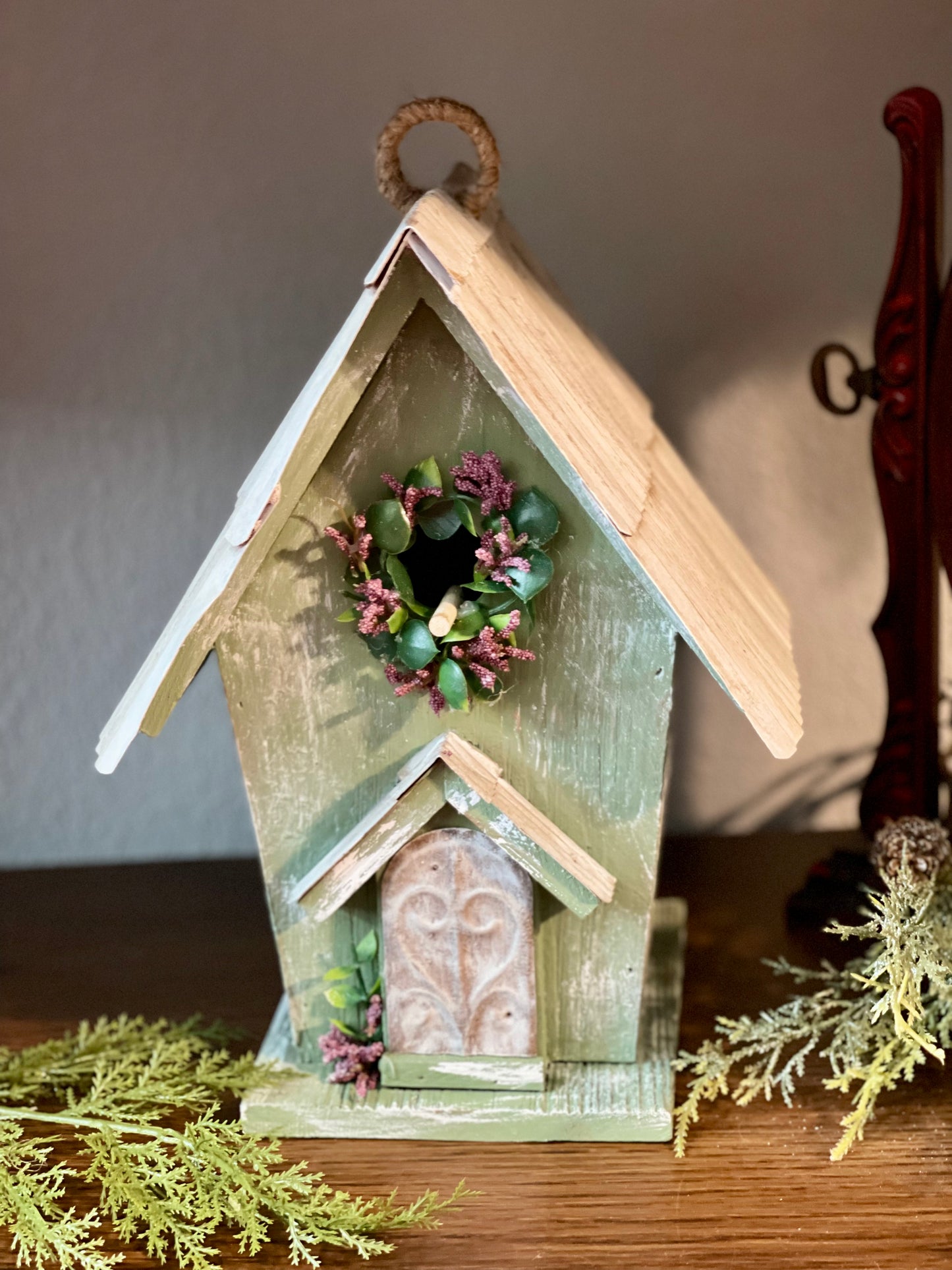 Wood and tin birdhouse - Heart Land Designs